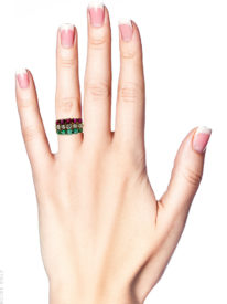 18ct Gold Ruby, Diamond & Emerald Victorian Ring