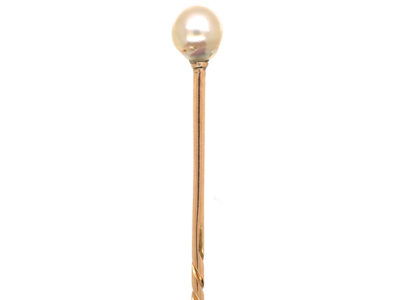 Edwardian Tie Pin set with a Pearl