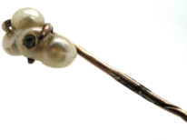 Edwardian Baroque Pearl set with a Rose Diamond Tie Pin