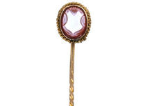 Victorian 15ct Gold Carved Carnelian Tie Pin of a Shield