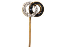 Art Deco Sapphire & Diamond Double Circle Tie Pin