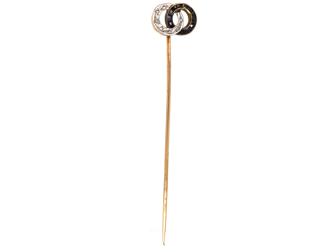 Art Deco Sapphire & Diamond Double Circle Tie Pin (450L) | The Antique ...