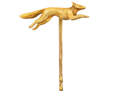 Edwardian 15ct Gold Tie Pin of a Running Fox
