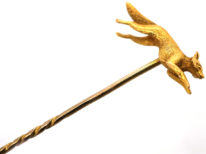 Edwardian 15ct Gold Tie Pin of a Running Fox