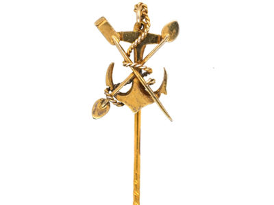 Edwardian 15ct Gold Anchor, Oar & Paddle Rowing Tie Pin