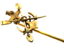 Edwardian 15ct Gold Anchor, Oar & Paddle Rowing Tie Pin