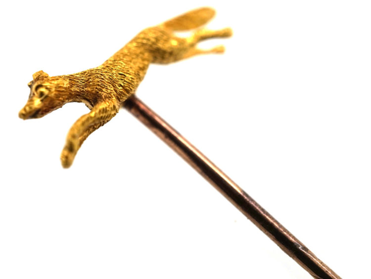 Edwardian 15ct Gold Running Fox Tie Pin