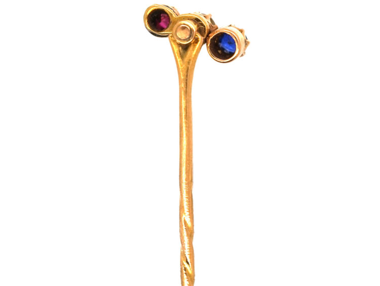 Edwardian Sapphire, Natural Pearl & Ruby Tie Pin