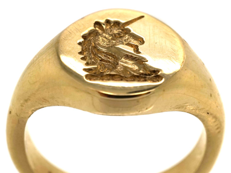 9ct Gold Signet Ring with Unicorn Intaglio