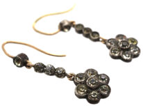 Edwardian Silver & Gold, Paste Cluster Drop Earrings