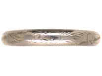 Narrow Silver Bangle with Engraved Design