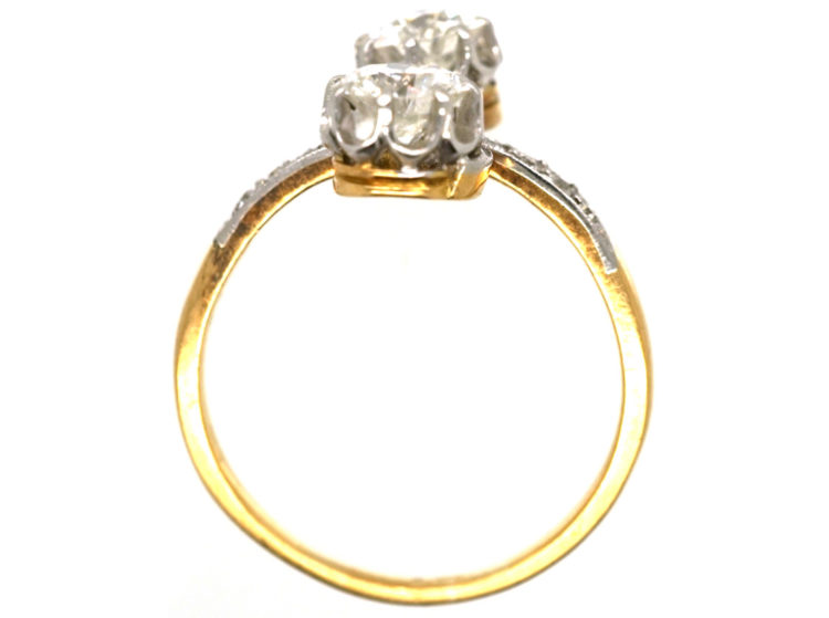Edwardian 18ct gold & Platinum, Two Stone Diamond Twist Ring