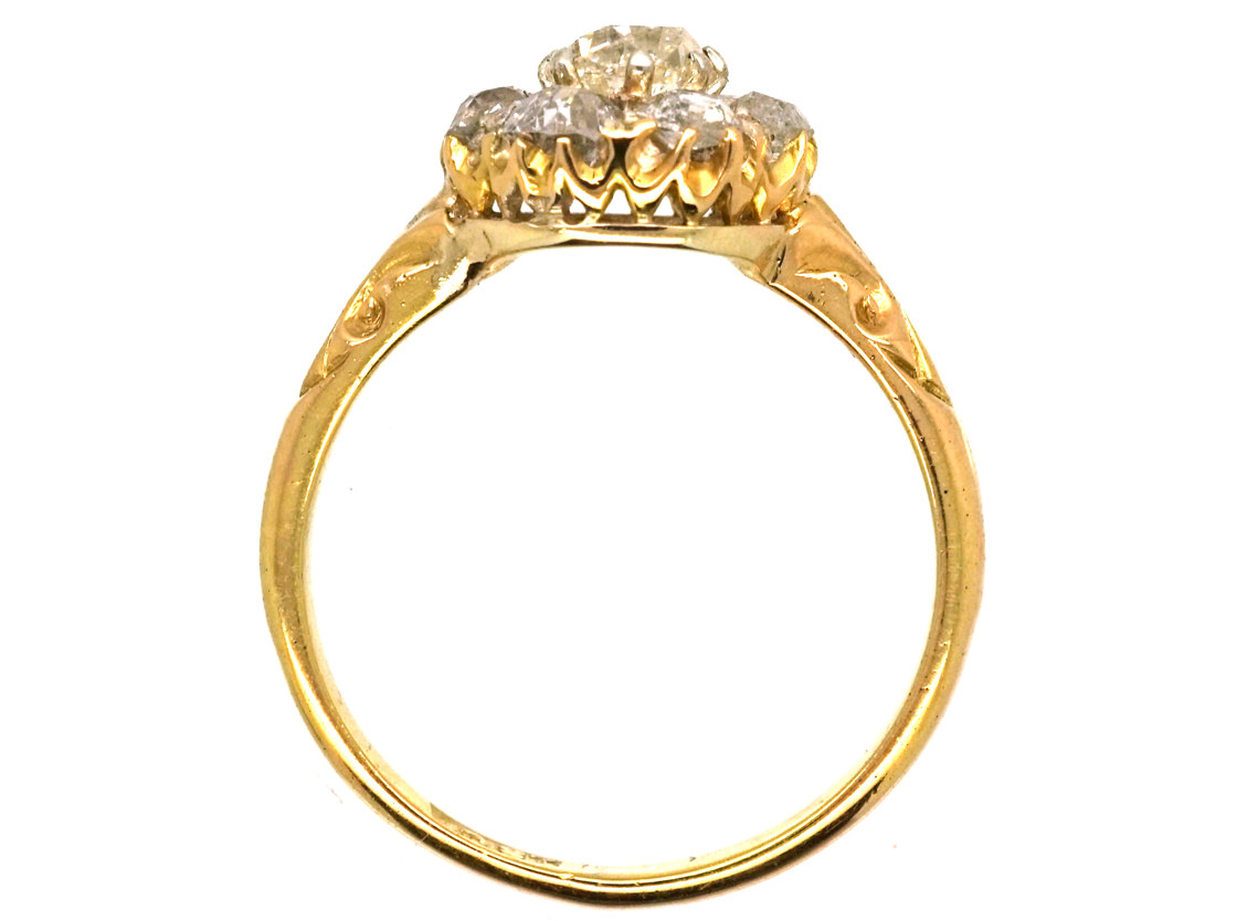 Edwardian 18ct Gold Diamond Daisy Cluster Ring (729L) | The Antique ...