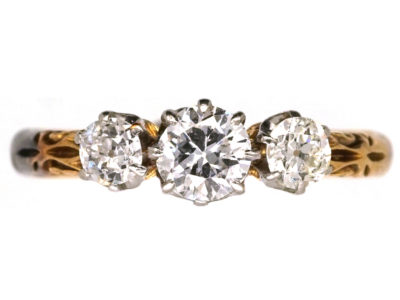 Edwardian 18ct Gold, Three Stone Diamond Ring