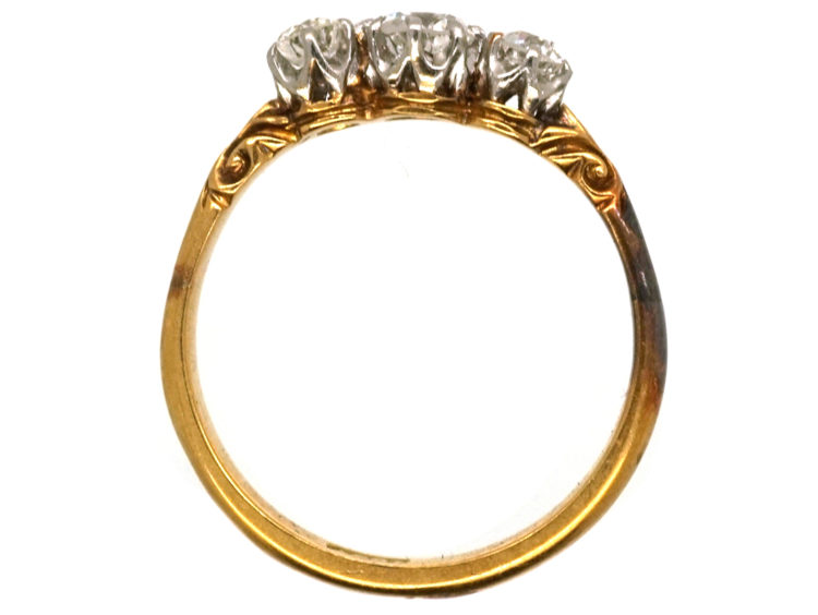Edwardian 18ct Gold, Three Stone Diamond Ring