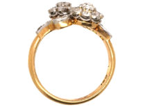 Edwardian 18ct Gold & Platinum, Diamond Double Cluster Ring