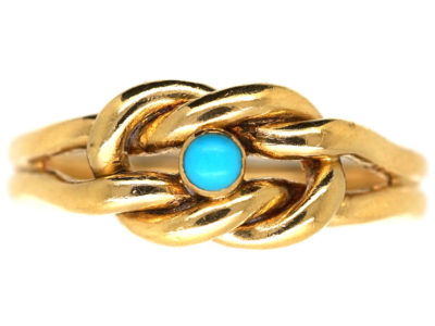 Edwardian 18ct Gold “Forget me Not” Knot Ring set with Turquoise