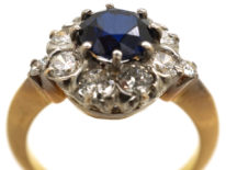18ct Gold Sapphire & Diamond Cluster Ring