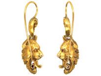 Edwardian 18ct Gold Griffin's Head Earrings