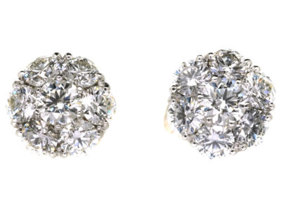 18ct White Gold Diamond Cluster Earrings by Jabel