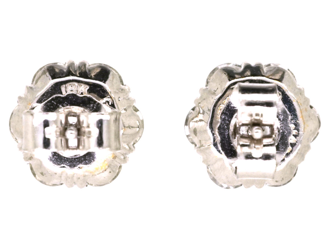 18ct White Gold Diamond Cluster Earrings by Jabel (816L) The Antique