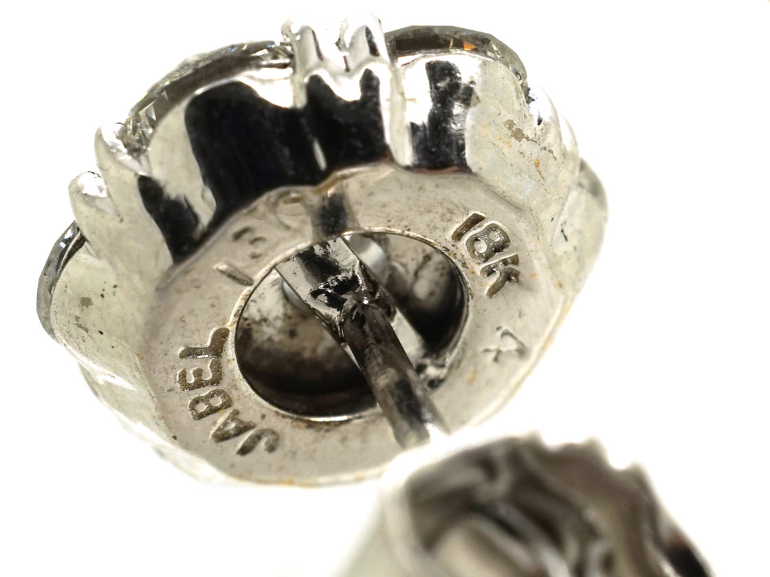 18ct White Gold Diamond Cluster Earrings by Jabel (816L) The Antique