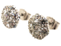 18ct White Gold Diamond Cluster Earrings by Jabel
