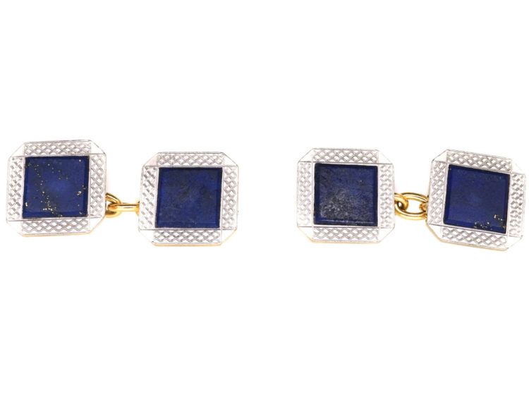 Art Deco 18ct Gold & Platinum, Lapis Lazuli Cufflinks