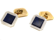 Art Deco 18ct Gold & Platinum, Lapis Lazuli Cufflinks