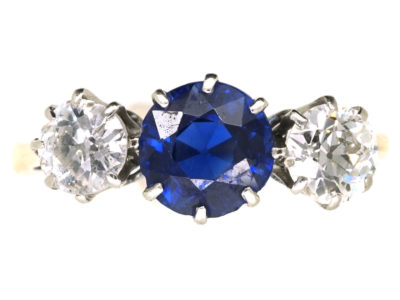 18ct Gold, Sapphire & Diamond Three Stone Ring