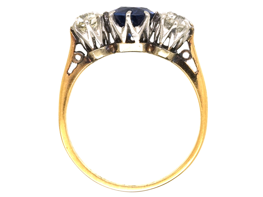 18ct Gold, Sapphire & Diamond Three Stone Ring (846L) | The Antique ...