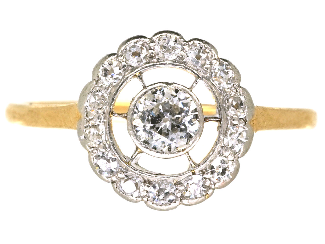 Art Deco 18ct Gold & Platinum, Diamond Set Target Ring (758L) | The ...