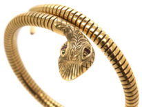 9ct Gold Snake Bangle with Ruby Eyes
