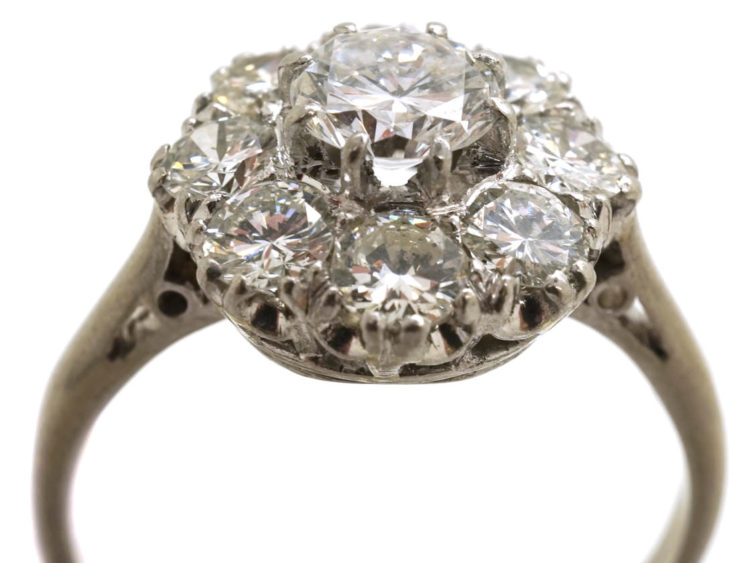 18ct White Gold & Platinum, Diamond Cluster Ring by Boodle & Dunthorne
