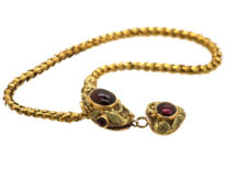 Victorian 15ct Gold & Cabochon Garnet Snake Bracelet in Original Case
