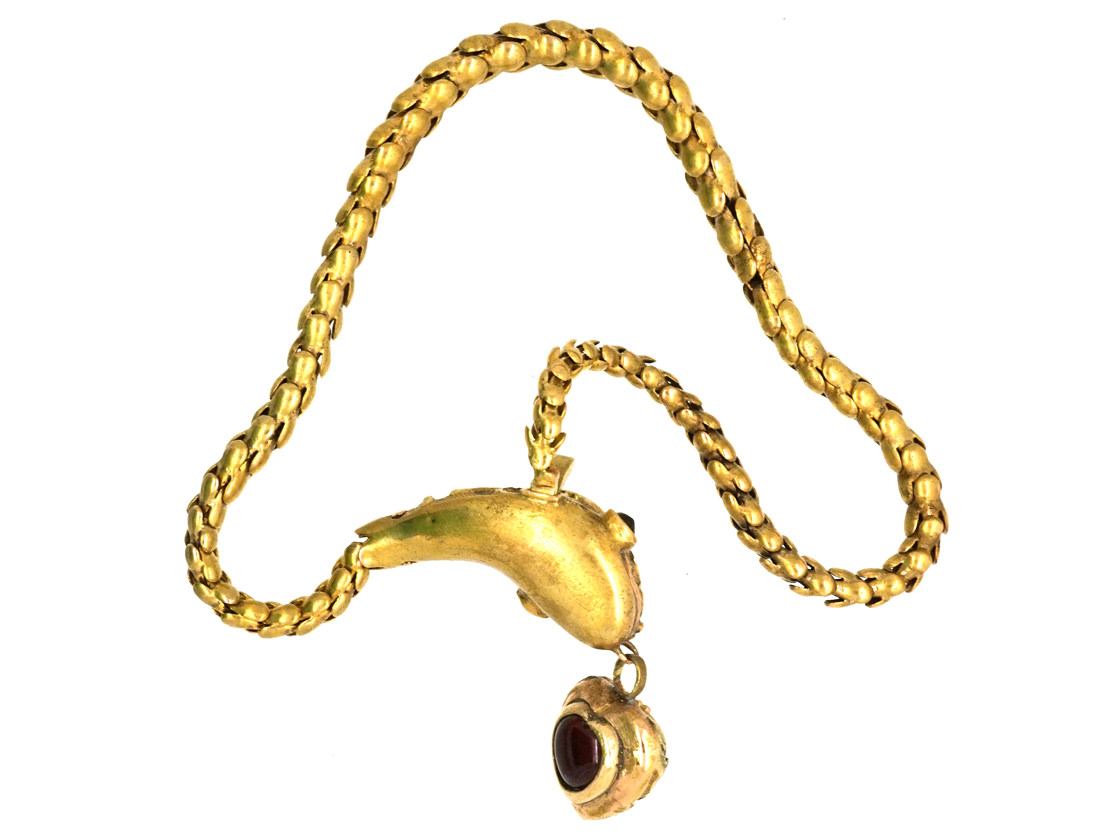 Victorian 15ct Gold & Cabochon Snake Bracelet in