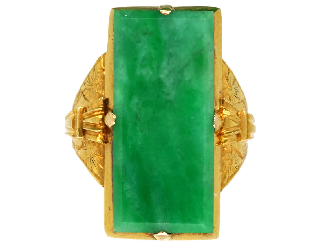 ◎Baby Jade Rings and Coins◎コインマジック◎手品◎ 14ct Gold Jade Ring (811L) | The Antique Jewellery Company