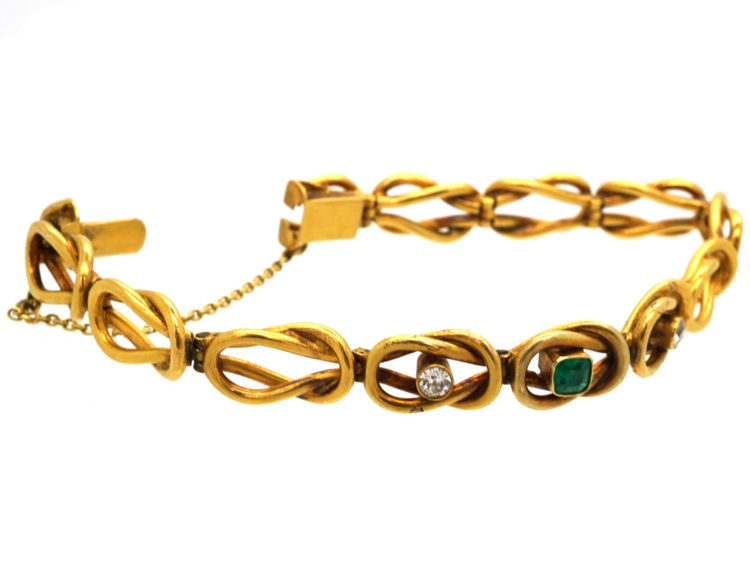 18ct Gold Emerald & Diamond Bracelet