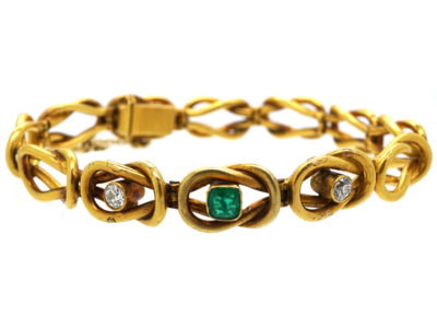 18ct Gold Emerald & Diamond Bracelet