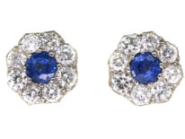 18ct Gold, Sapphire & Diamond Cluster Earrings