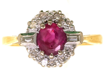 18ct Gold Ruby & Diamond Cluster Ring