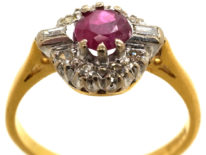 18ct Gold Ruby & Diamond Cluster Ring