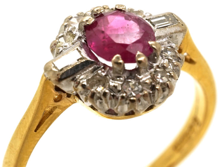 18ct Gold Ruby & Diamond Cluster Ring