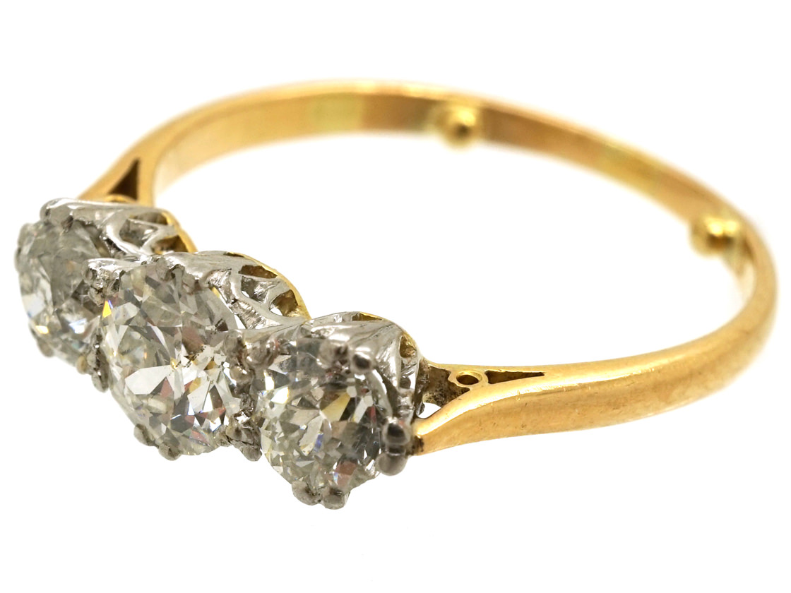 18ct Gold & Platinum Three Stone Diamond Ring (846/L) | The Antique ...