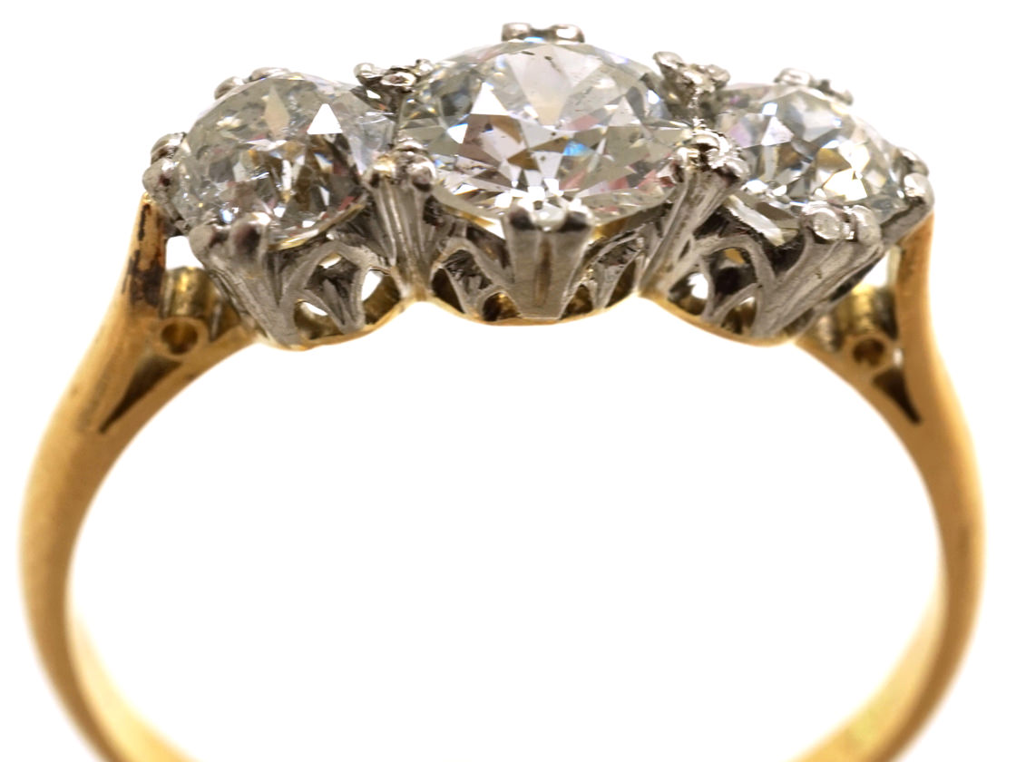 18ct Gold & Platinum Three Stone Diamond Ring (846/L) | The Antique ...