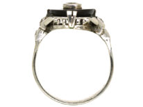 Art Deco 18ct Gold & Platinum, Onyx & Diamond Ring