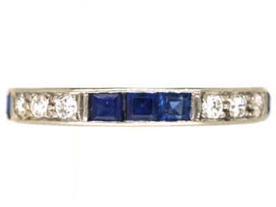 Art Deco Platinum, Diamond & Sapphire Eternity Ring