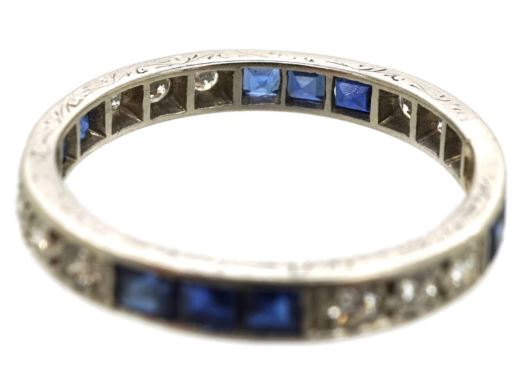 Art Deco Platinum, Diamond & Sapphire Eternity Ring