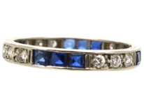 Art Deco Platinum, Diamond & Sapphire Eternity Ring