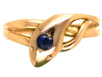 Edwardian 15ct Gold Snake Ring set with a Sapphire